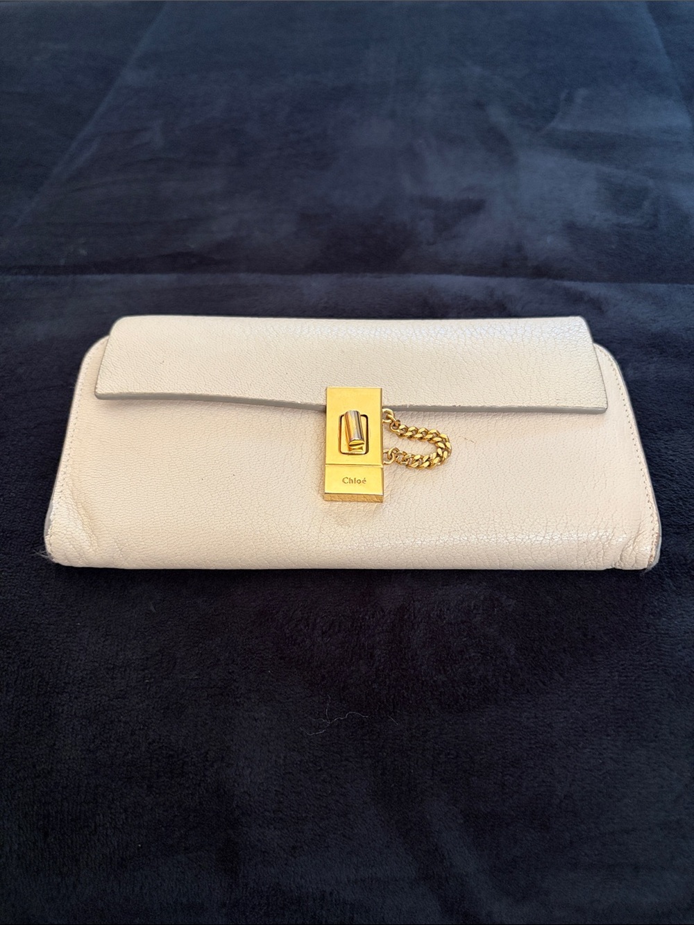 Chloe Cream Leather Chain-Accent wallet